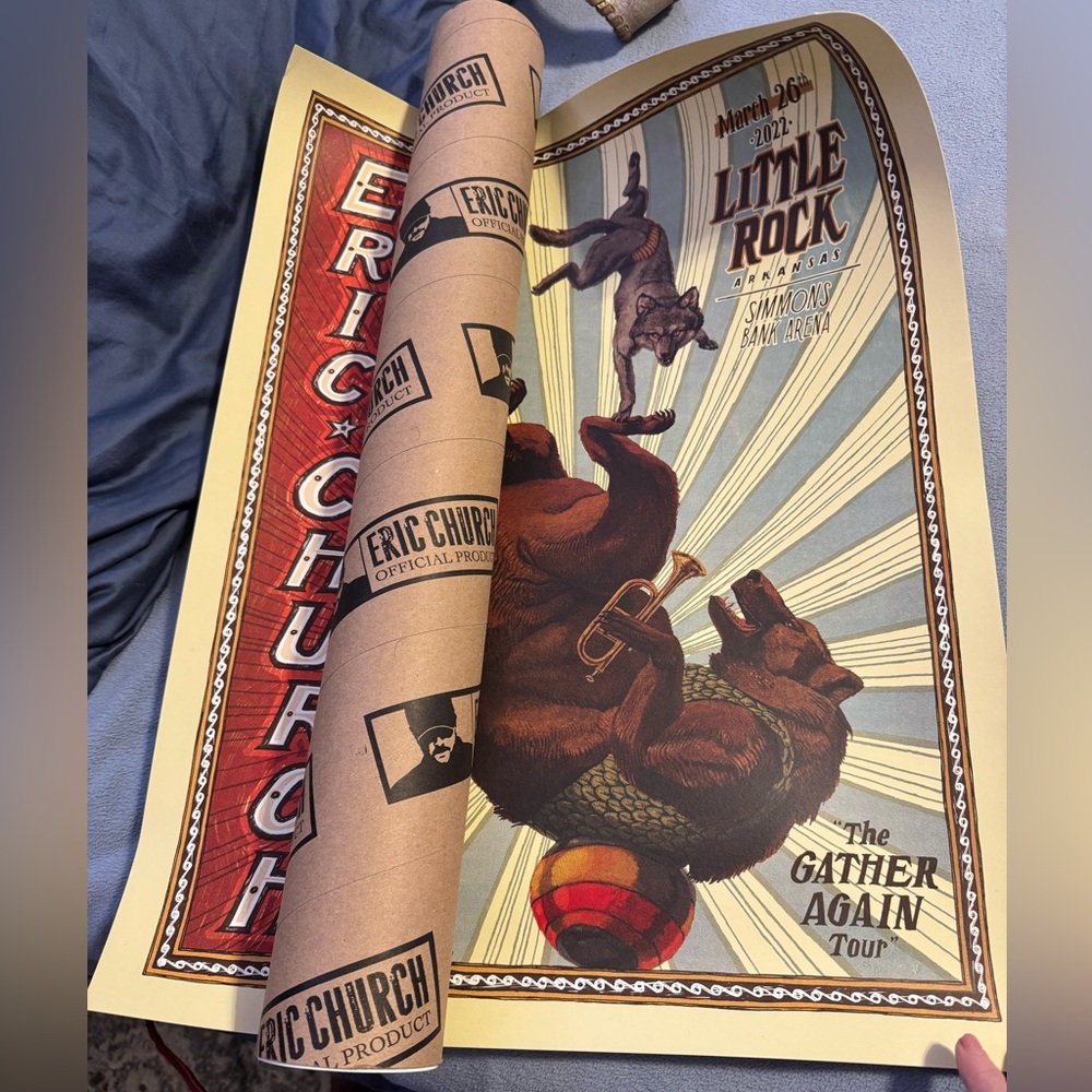 Eric Church Gather Again Tour Poster from Little Rock AR  - Red and Cream